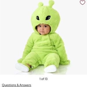 Pottery Barn Kids Alien Bright Green Faux Fur Costume 6-12 M